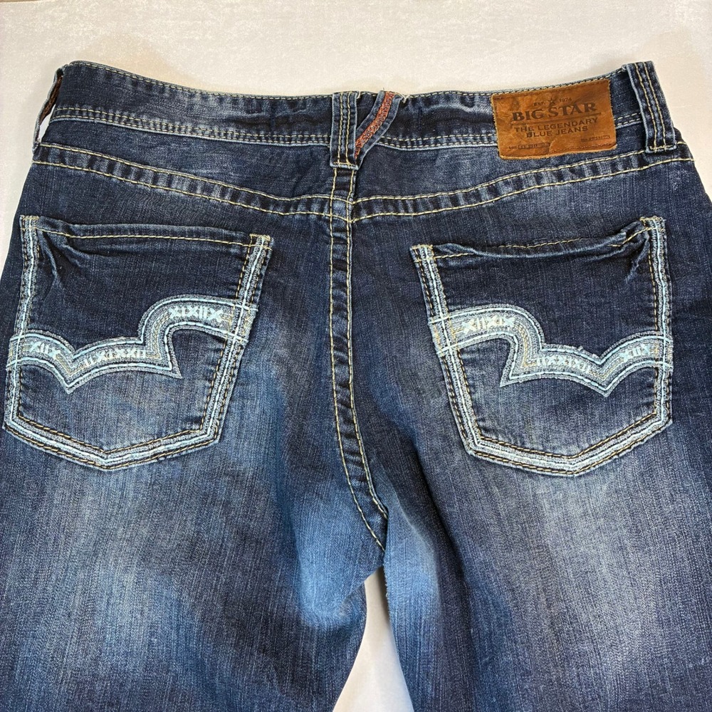 BIG STAR Pioneer Mens Bootcut Jeans Dark Wash Distressed Denim 38x30 - Picture 6 of 13